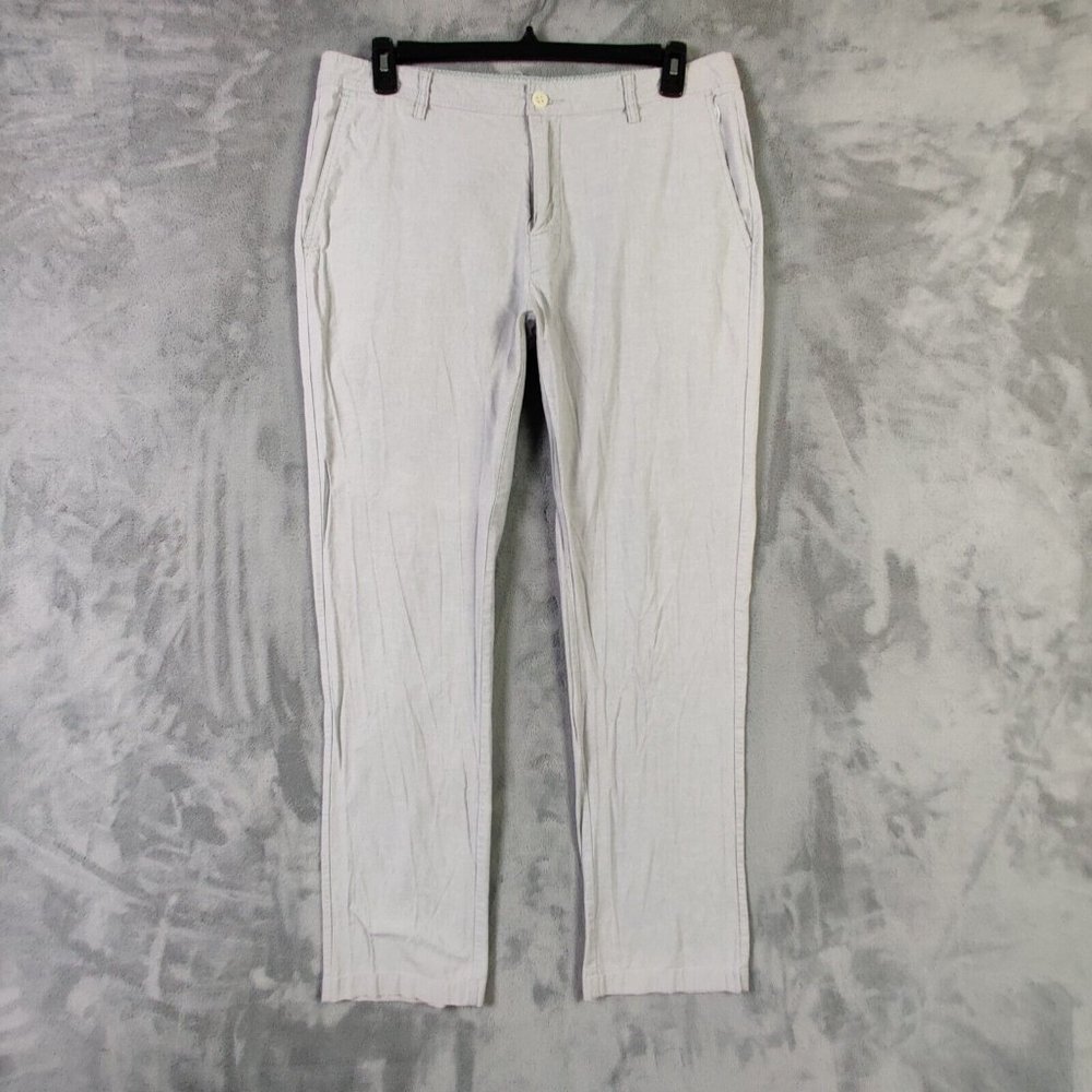Linksoul Pants Men 36 Gray Chino Straight  Flat Front Stretch Golf Solid 36x31